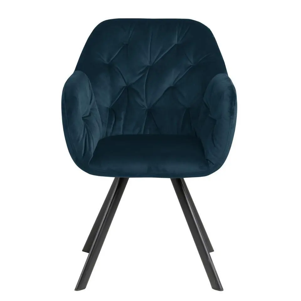 Eetkamerstoel - Blauw - Stof - Zithoogte 47,5cm - Lida