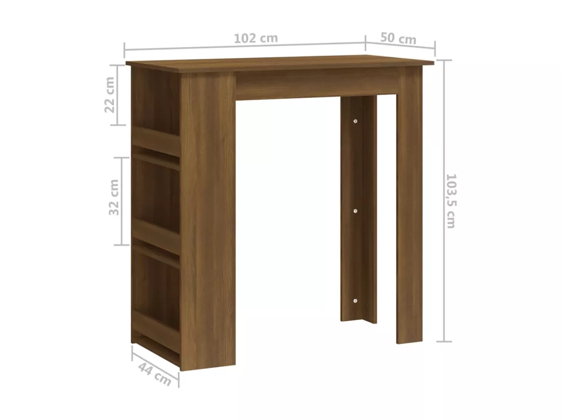 Table de bar et rangement chêne marron 102x50x103,5cm Aggloméré