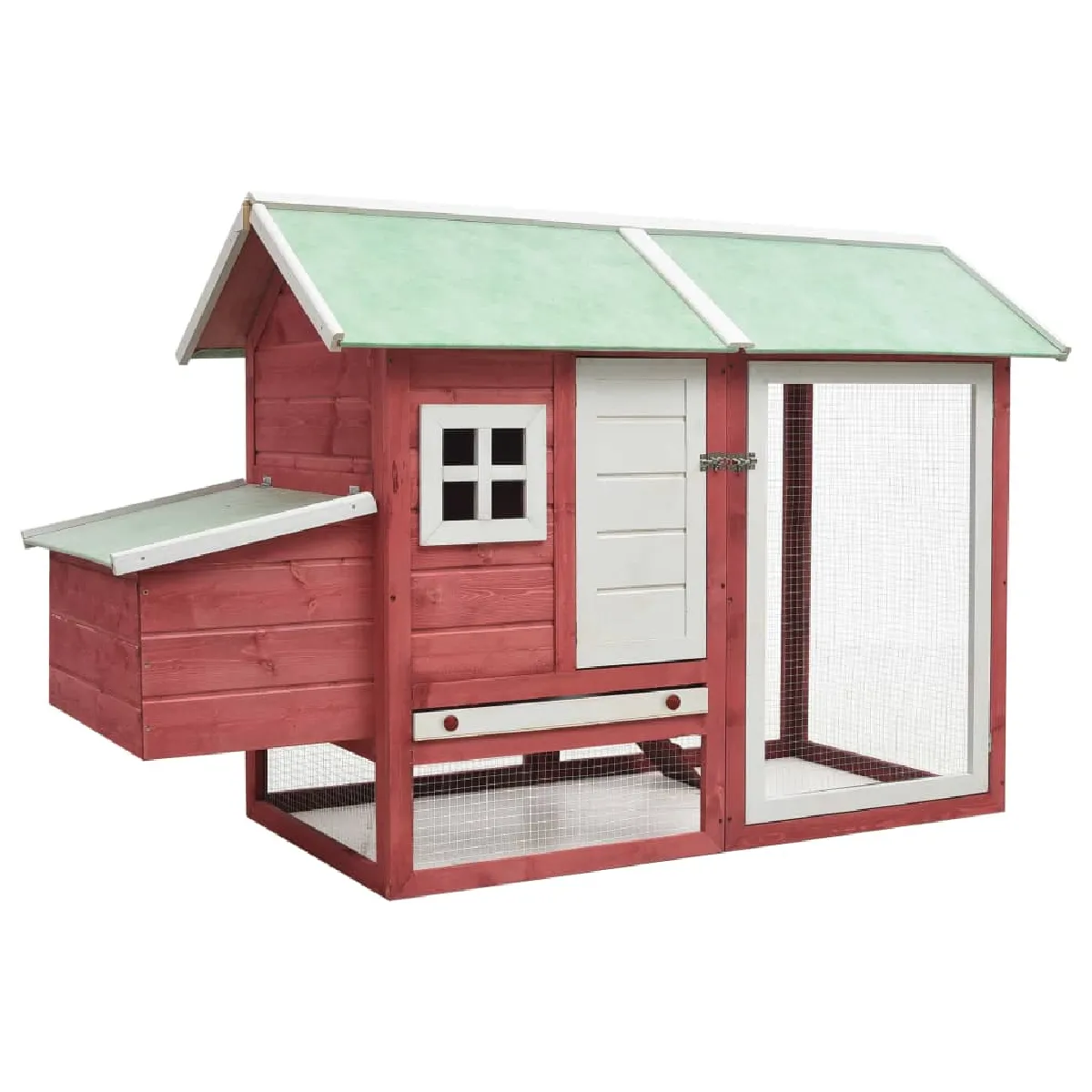 vidaXL Poulailler Rouge - 170x81x110 cm
