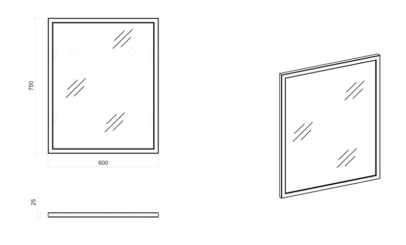 Comad Brooklin spiegel 60cm eiken/zwart