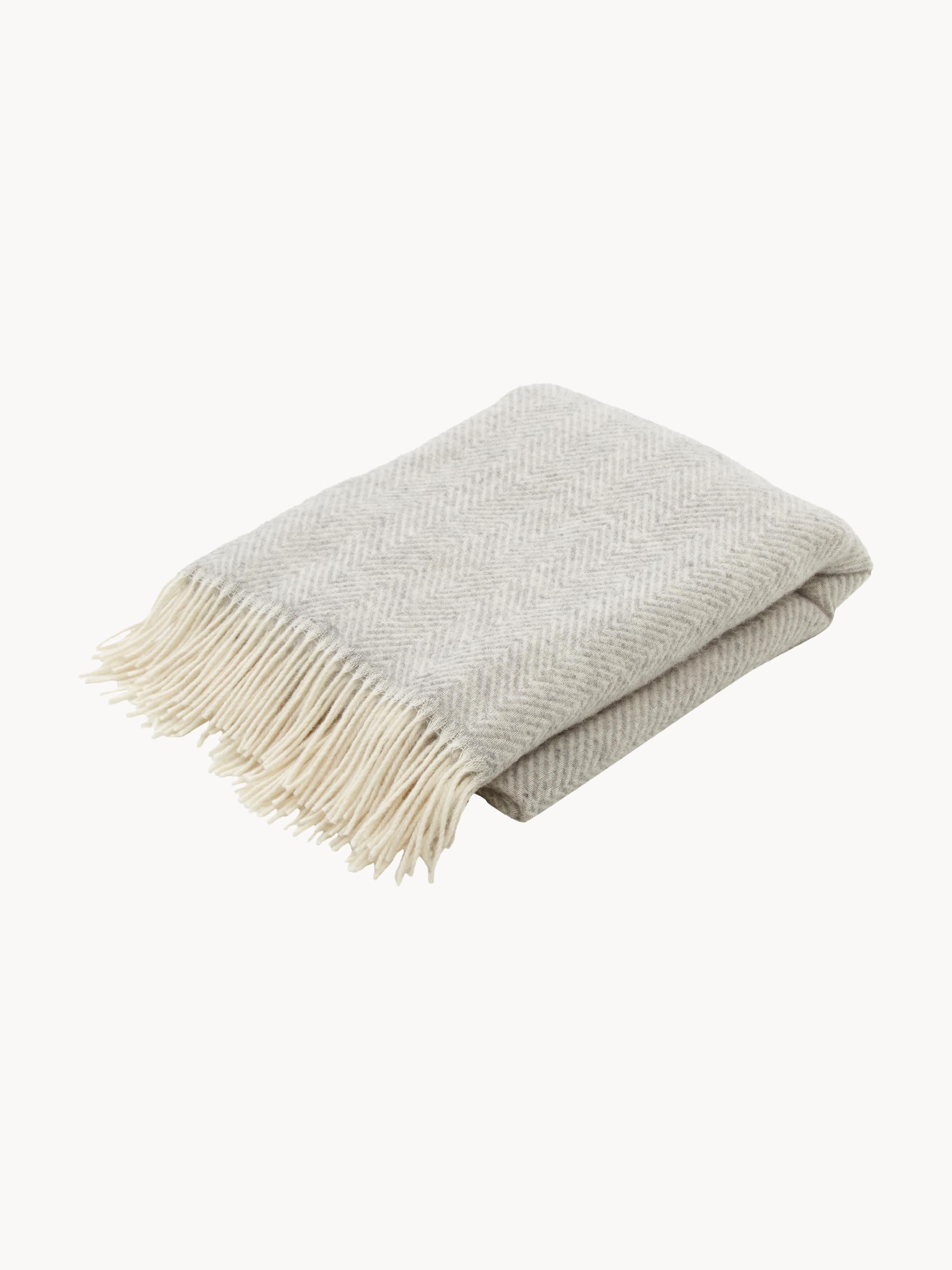 Wollen plaid Tyrol met zigzagpatroon en franjes