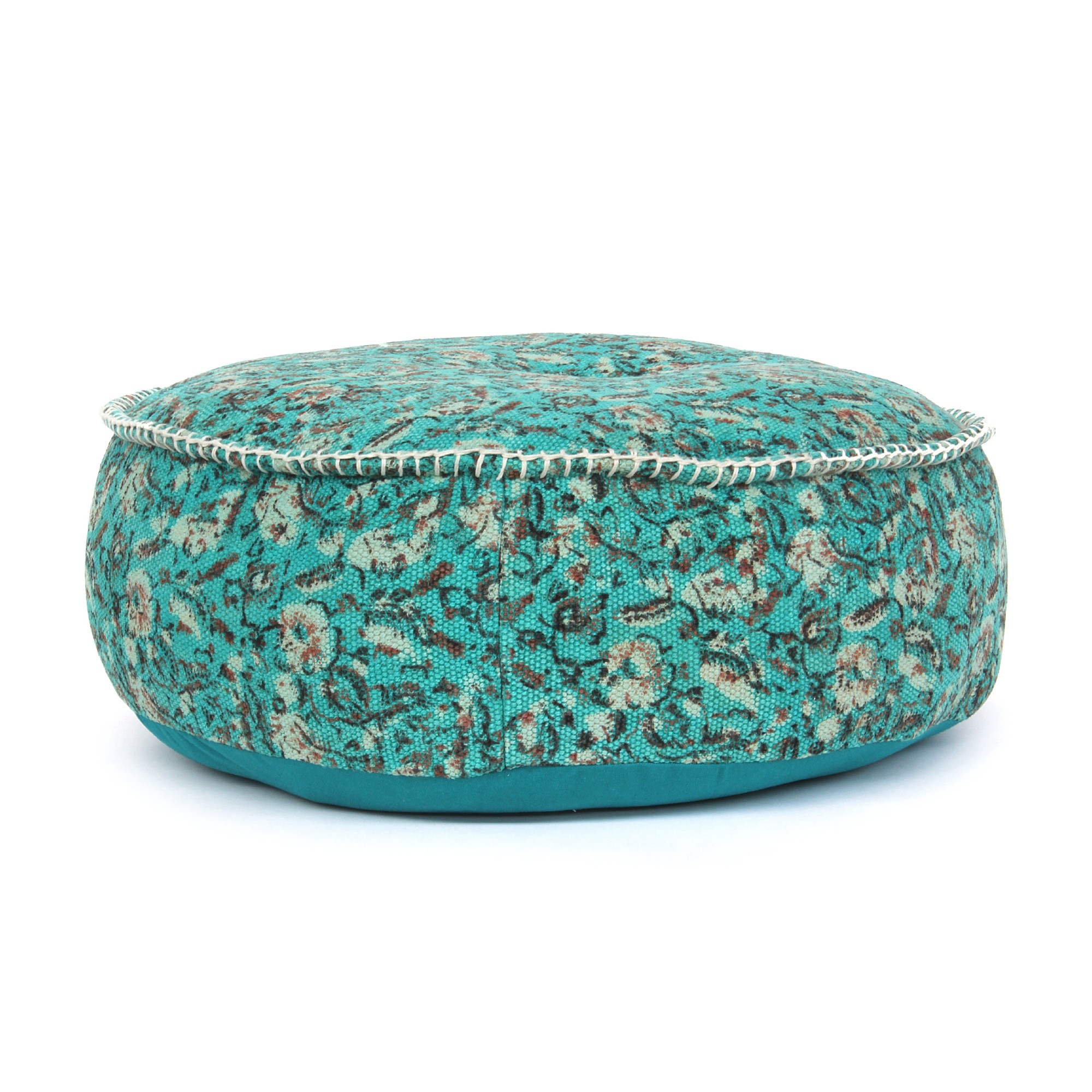 Sitzpouf 'Jhansi', türkis, Ø 60 cm, H 20 cm von fischer's lagerhaus