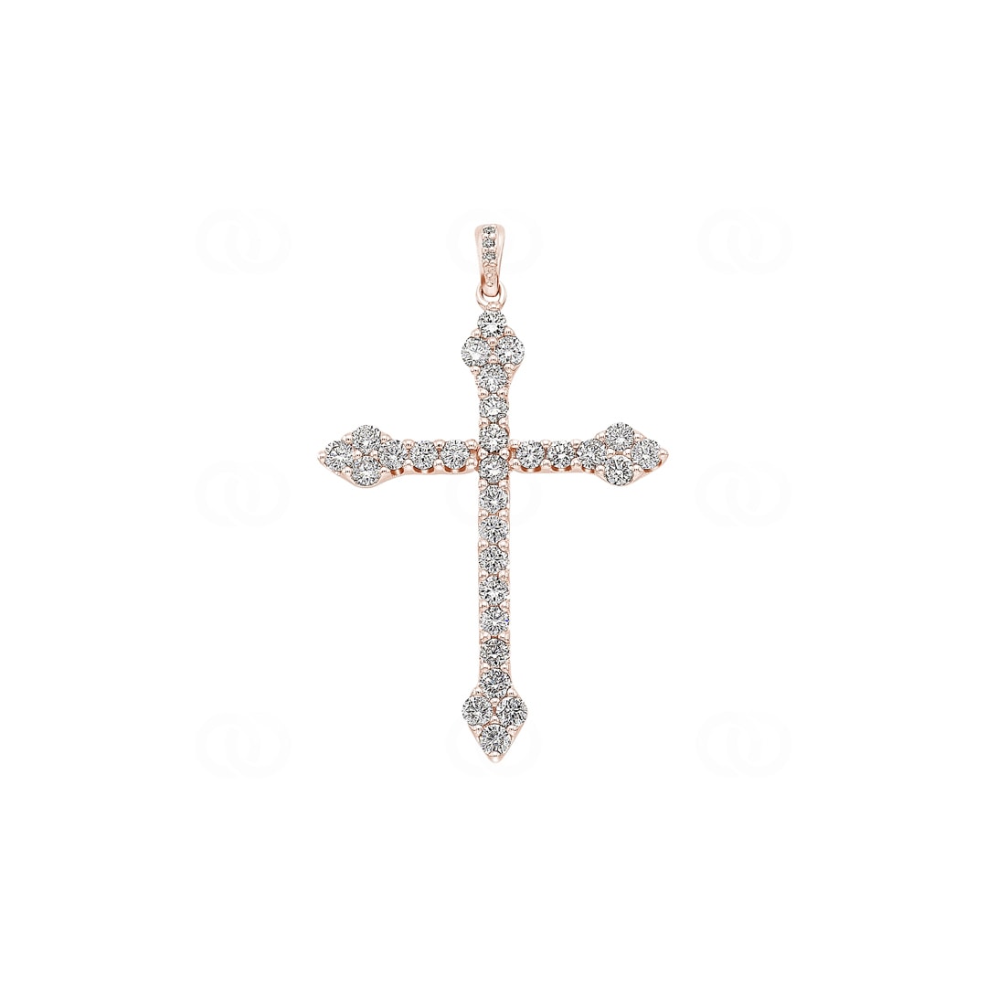 Anhänger 750/18 K Roségold Kreuz mit Brillanten 1.00 ct H/si