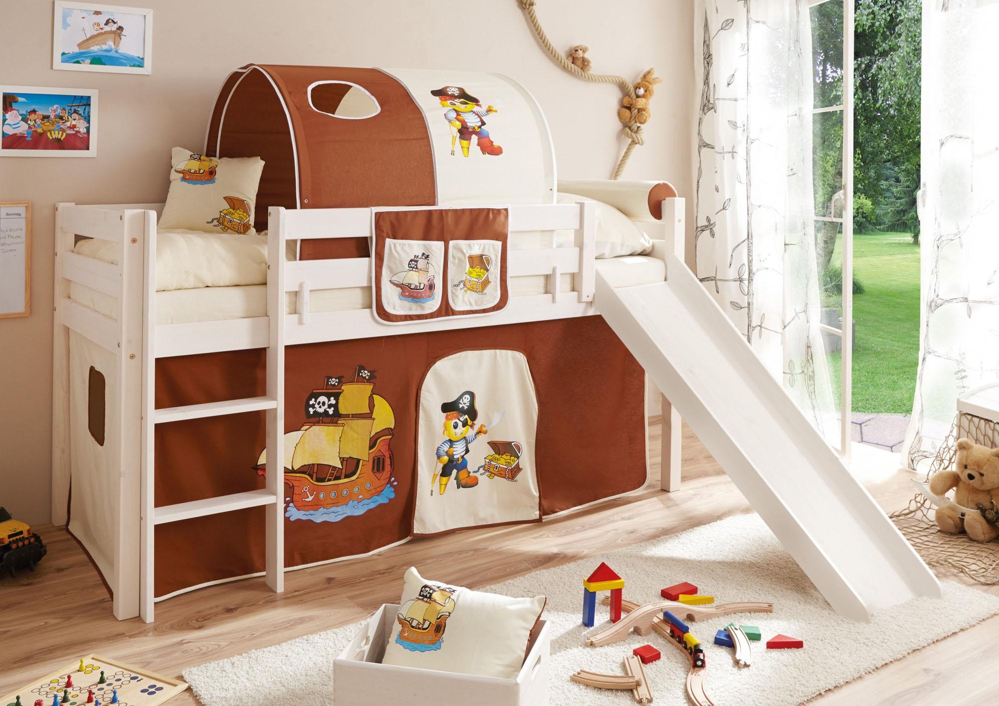 Ticaa Hochbett »Manuel« mit Rollrost, Kiefer massiv natur oder weiss