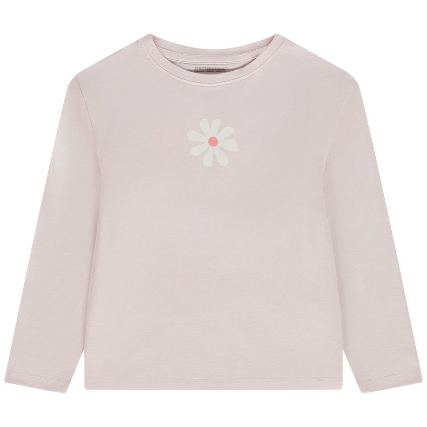 T-shirt manches longues prints face et dos pour fille - Rose