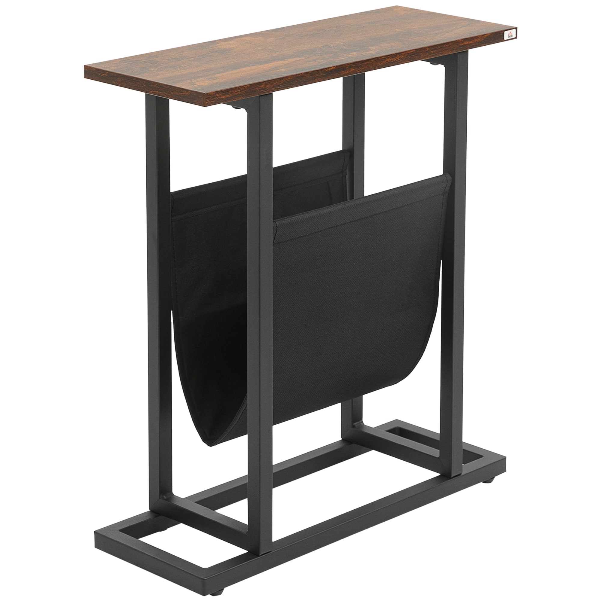 HOMCOM Beistelltisch mit Stofftasche braun, schwarz 49L x 19B x 55H cm