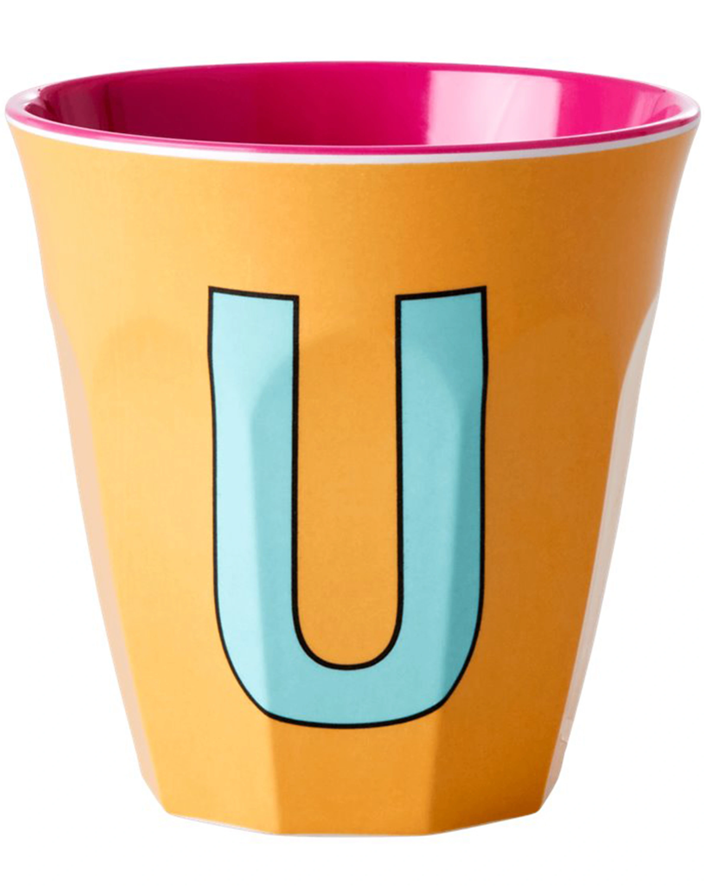 Melamin-Becher LETTER U - MEDIUM in apricot