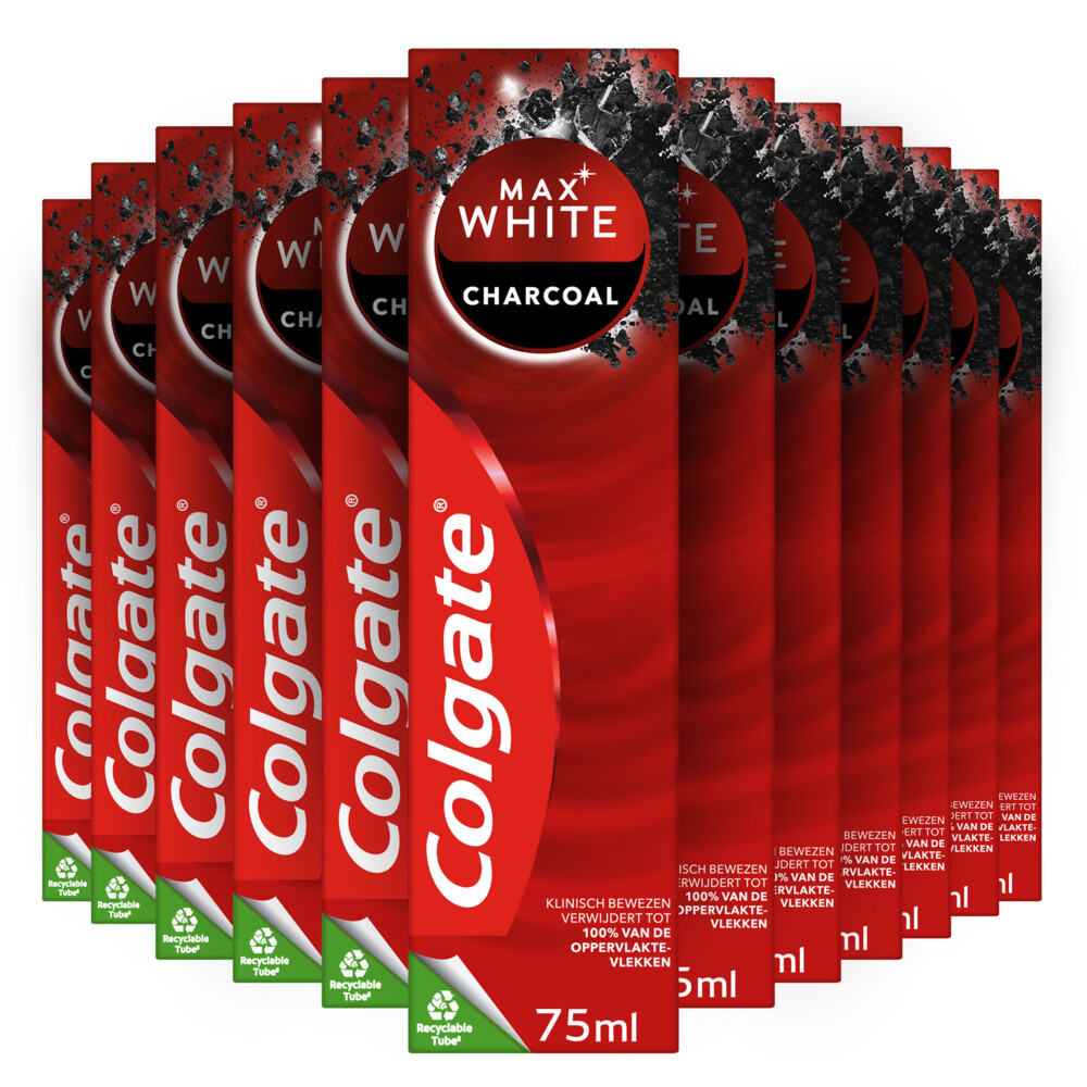 12x Colgate Tanpasta Max White Active Charcoal75 ml