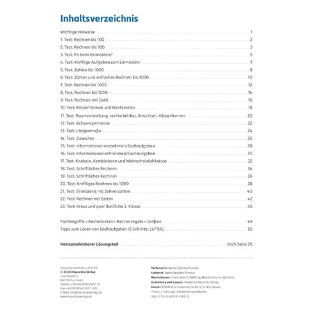 Hauschka Verlag Tests in Mathe Lernzielkontrollen 3. Klasse