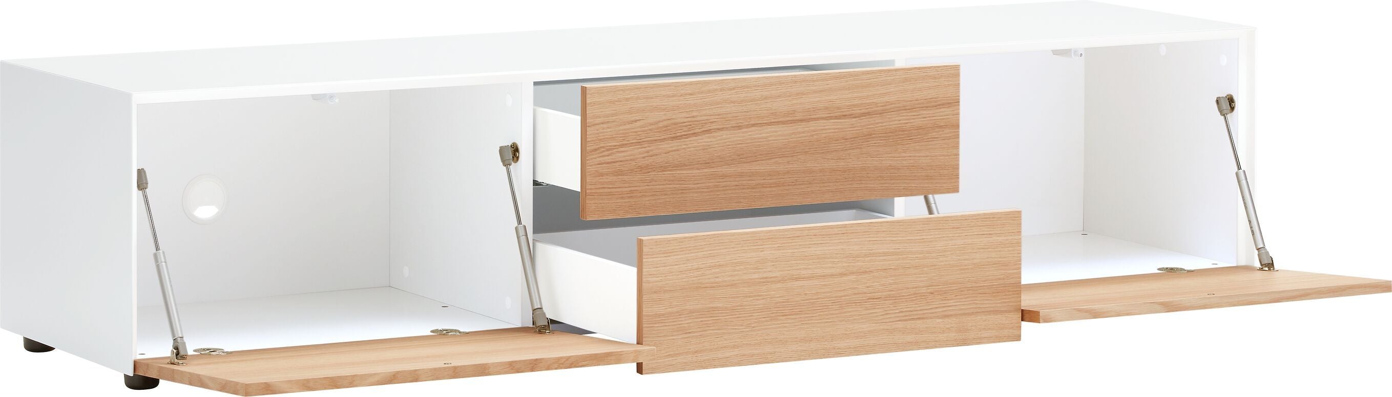 LUX Lowboard - Weiss / Eiche / B: 180.0 cm x T: 46.0 cm x H: 37.5 cm