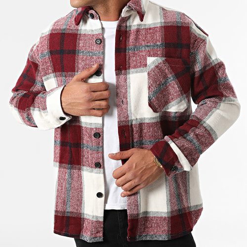 Surchemise A Carreaux KD642 Bordeaux Blanc