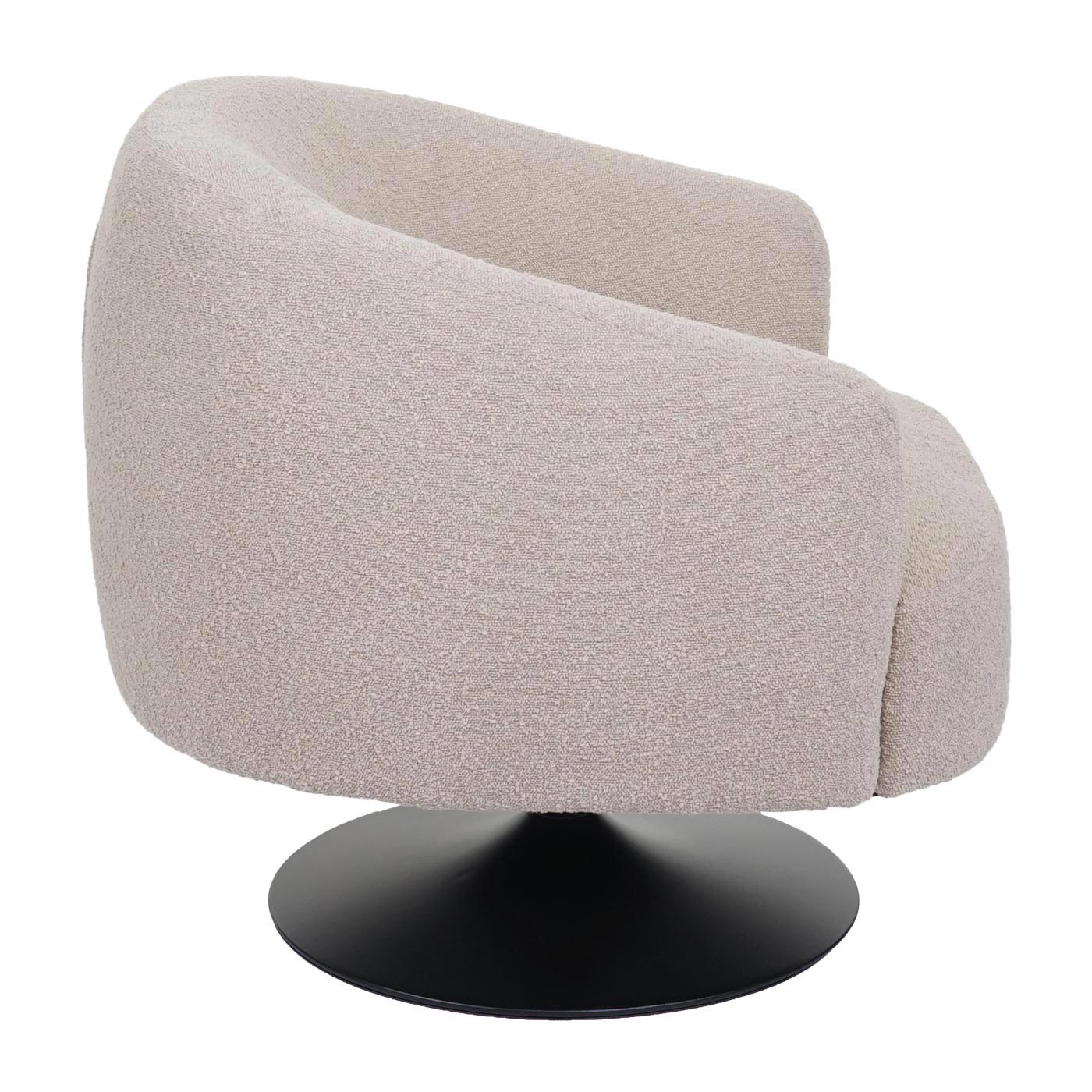 Lounge-Sessel MCW-J76, Cocktailsessel Sessel drehbar, Bouclé Stoff Metall ~ creme-beige