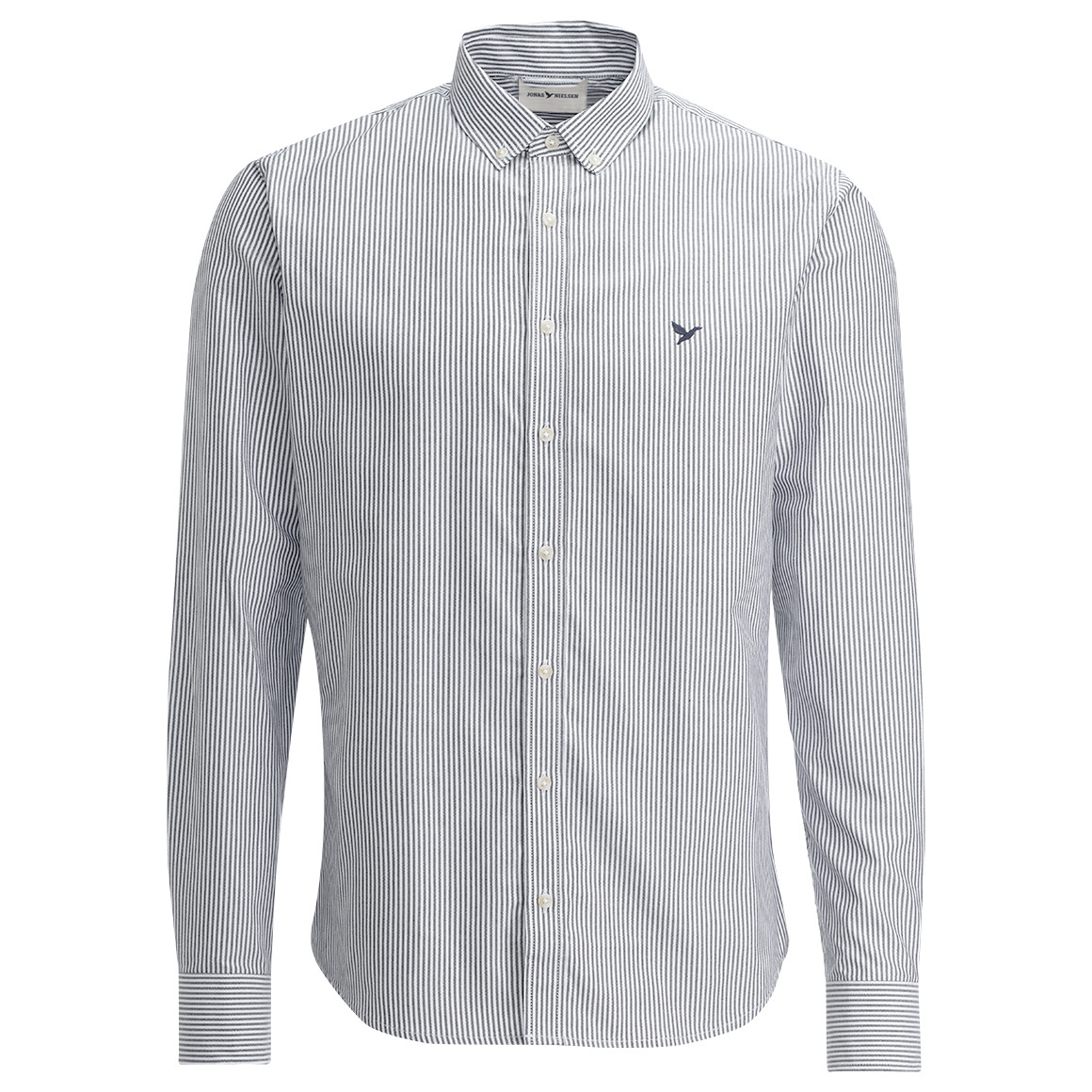 Jonas Nielsen Herren Hemd mit Button-down-Kragen dunkelblau / weiss