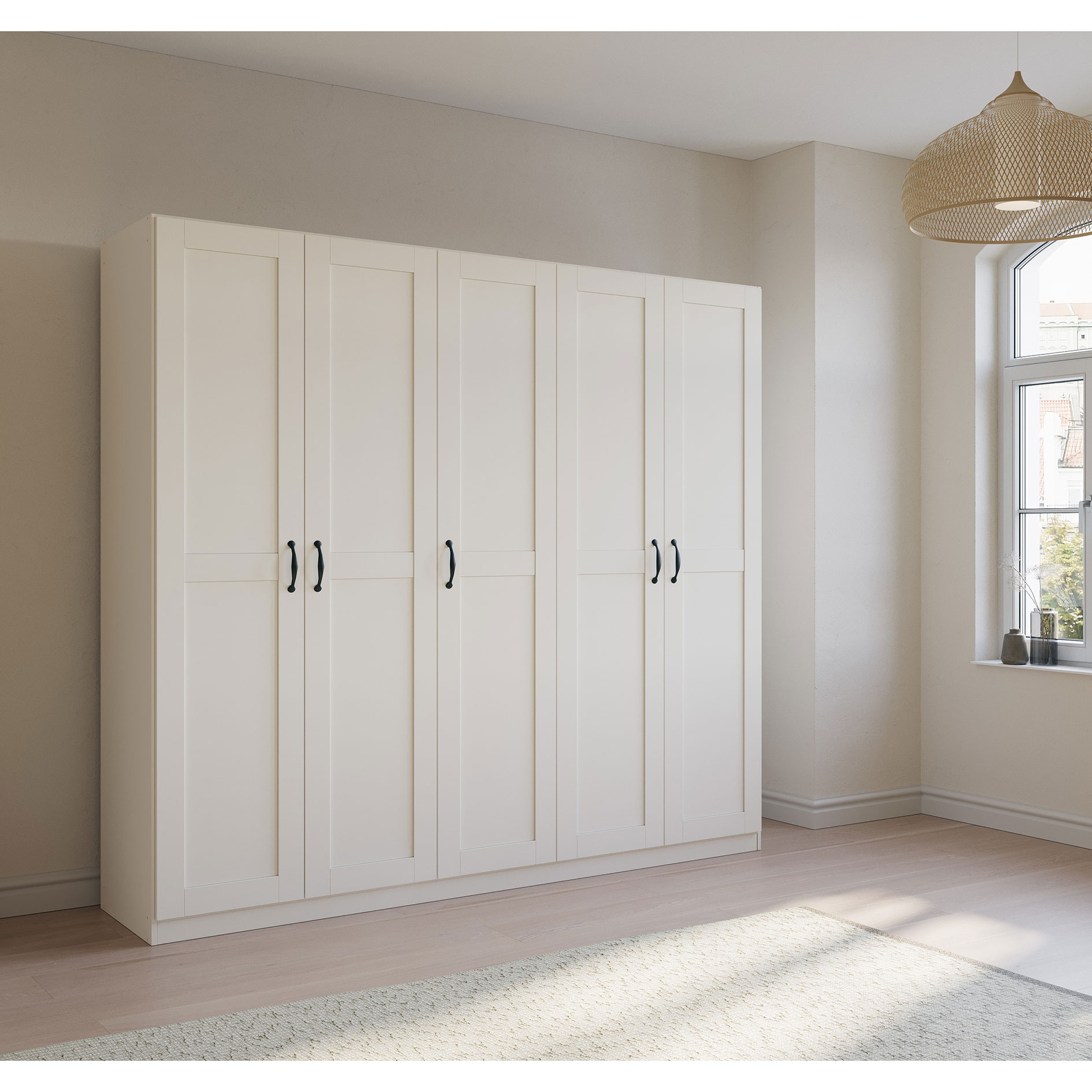 Drehtürenschrank - alpinweiß - 5 Türen - 226 cm