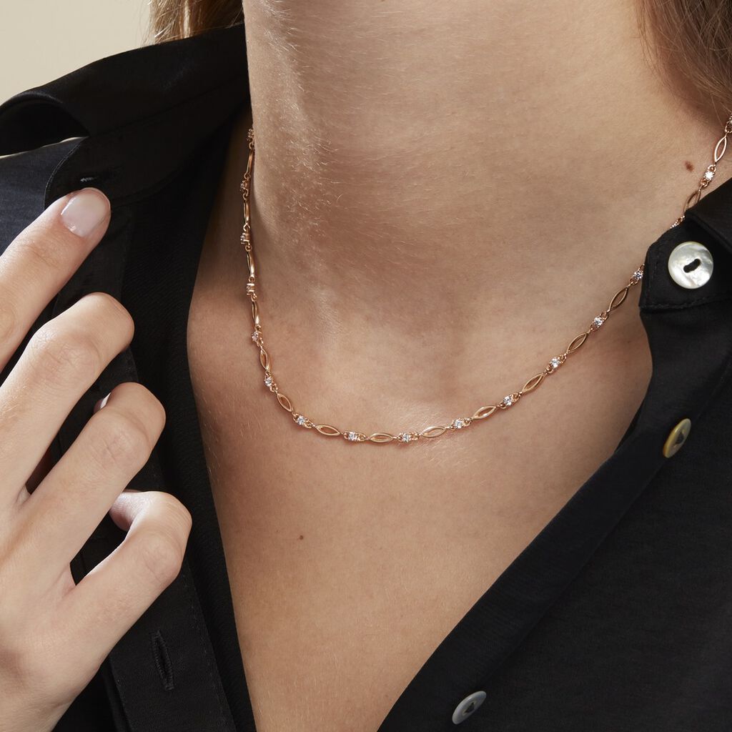 Collier Plaqué Or Jaune Mimona Oxydes De Zirconium