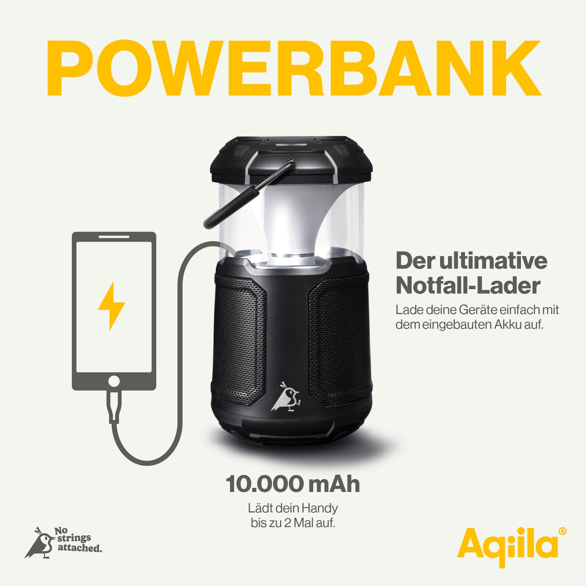 Aqiila Soundbird B10 3 in 1 Lampe, Lautsprecher und Powerbank 10000 mAh