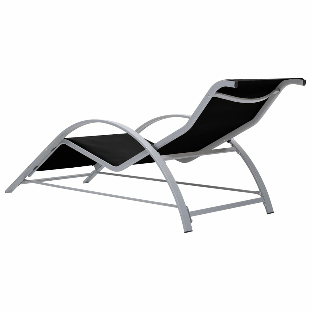 Lot de 2 transats chaise longue bain de soleil lit de jardin terrasse meuble d'extérieur avec table aluminium noir