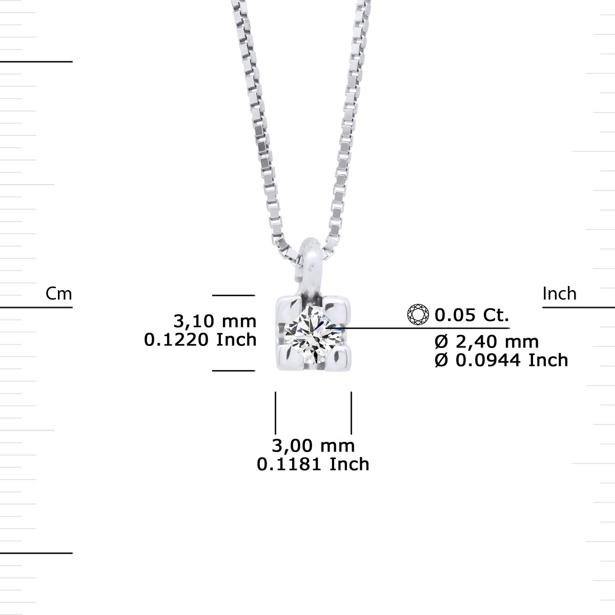 Collier Solitaire Diamant 0,05 Cts Or Blanc