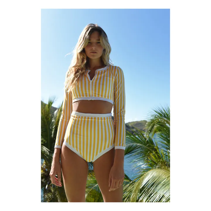 Juillet Juillet Crop Top Anti-UV Matière Recyclée Rayé - Collection Femme | Jaune