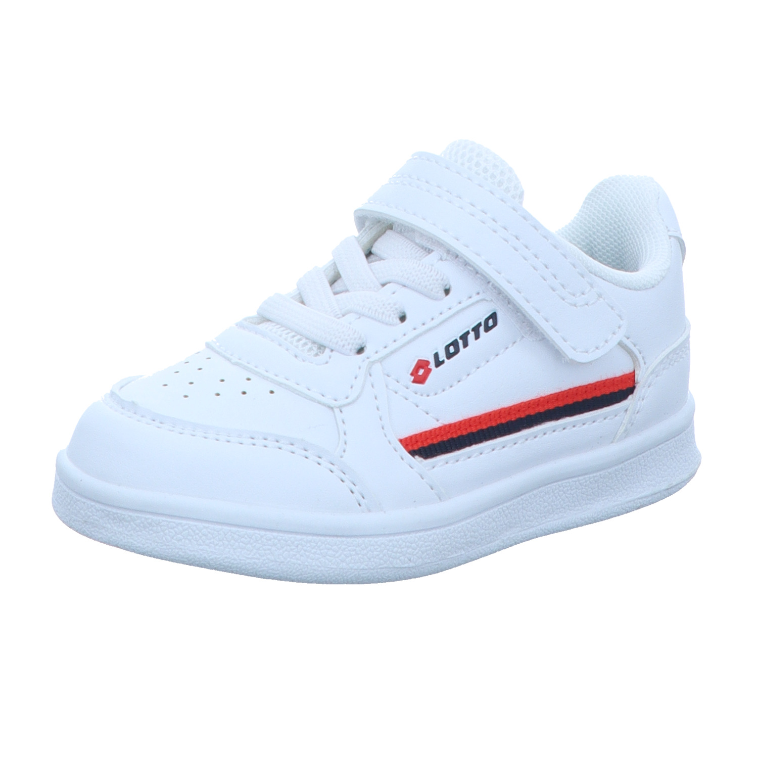 Lotto Lifes Kinder-Jungen-Sneaker-Slipper-Klettschuh Weiß-Rot-Schwarz