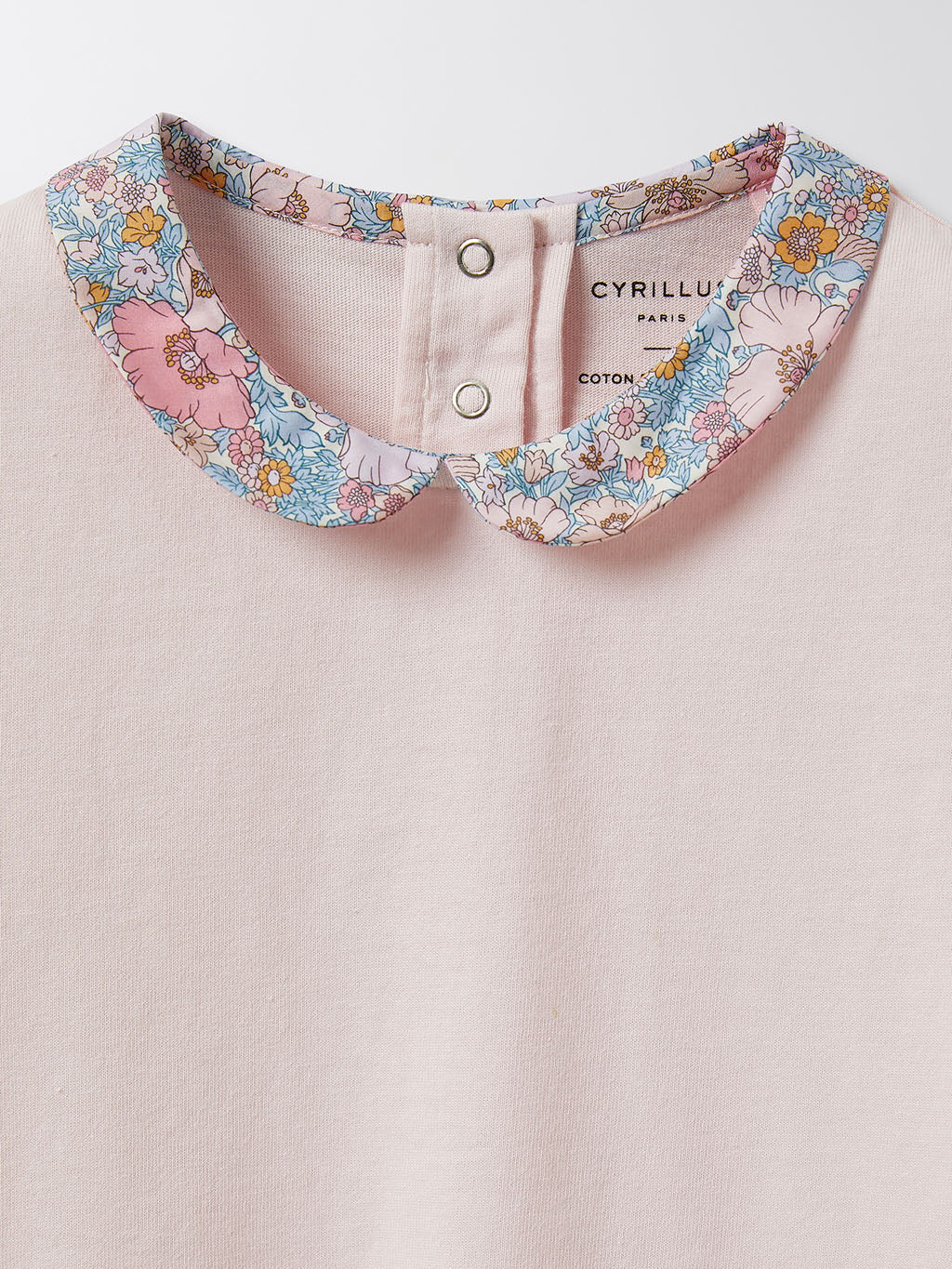 T-shirt Fille col en tissu Liberty - Coton bio