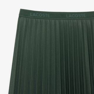 Jupe plissée unie fluide à taille élastiquée Robes & Jupes - Vert - Lacoste - Femme