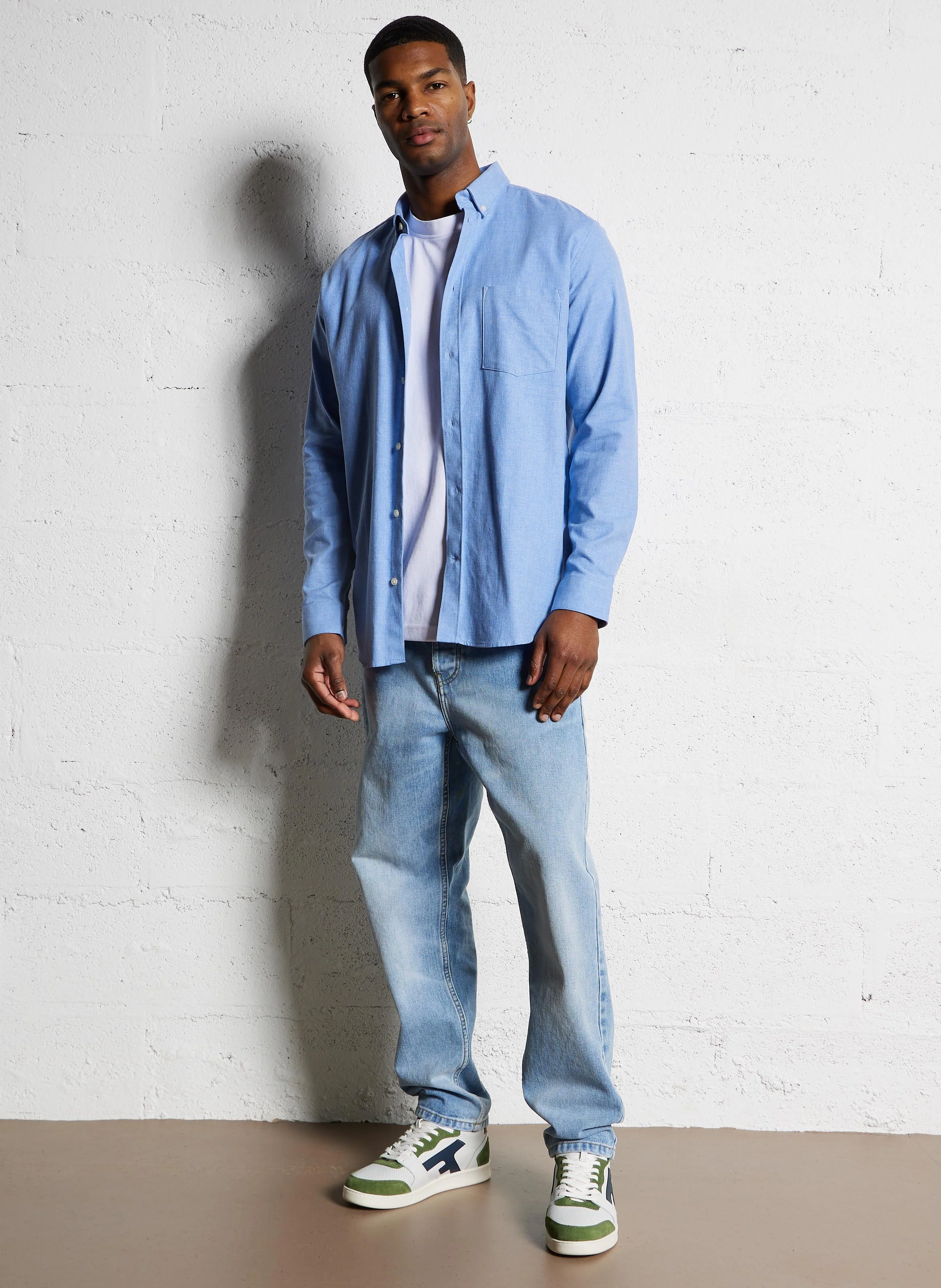 CLANNEL - Chemise regular en coton | Bleu