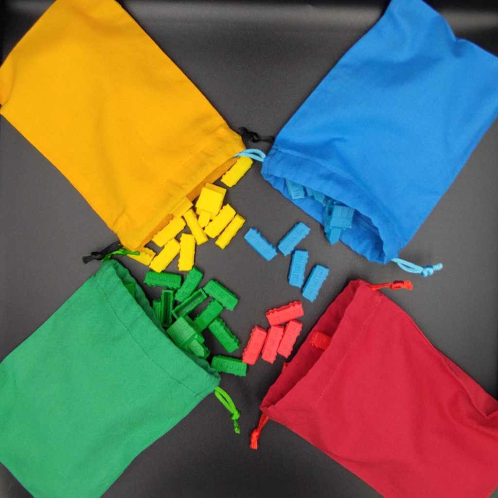 Lot de 6 bourses - couleur rouge, bleu, noir, blanc, vert, jaune