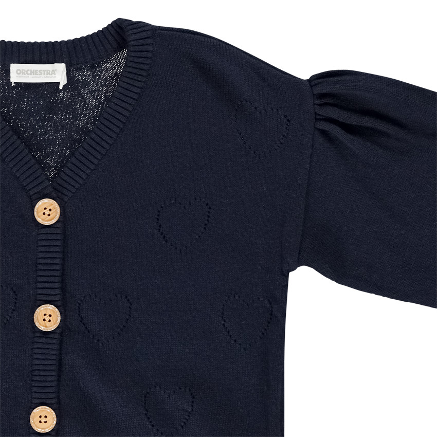 Gilet tricot en maille pointelle cœurs pour fille