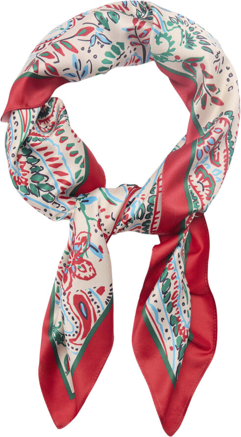 MANGO Printed satin scarf Red