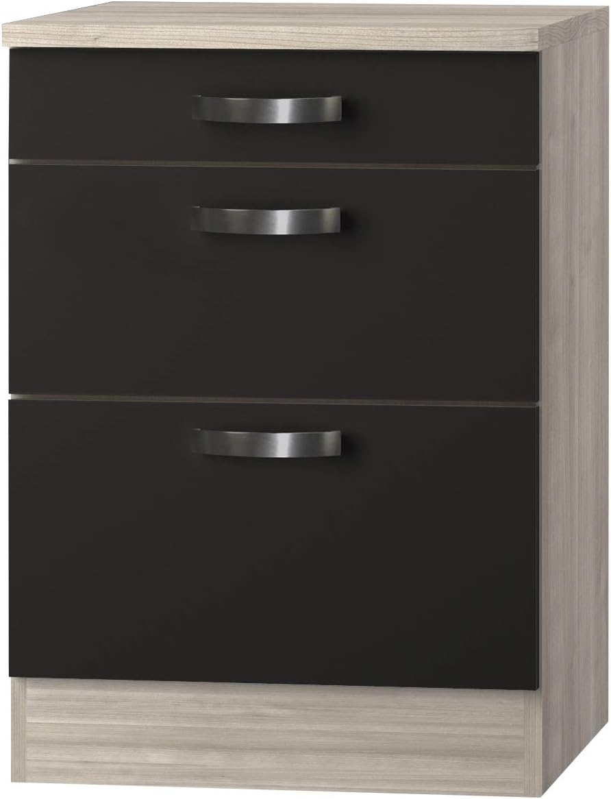 Kult Küchen-Unterschrank 3 Schubladen »Faro«, grau, 60 cm breit, U636-9+KUFR