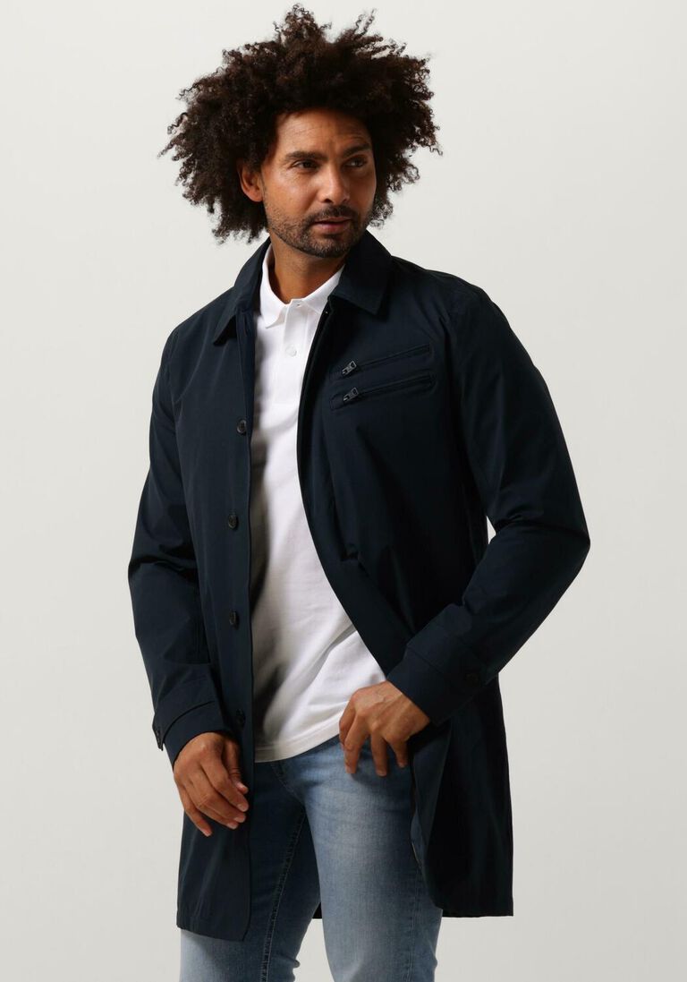 VANGUARD blauwe vanguard mantel long jacket poly soft touch v-coat