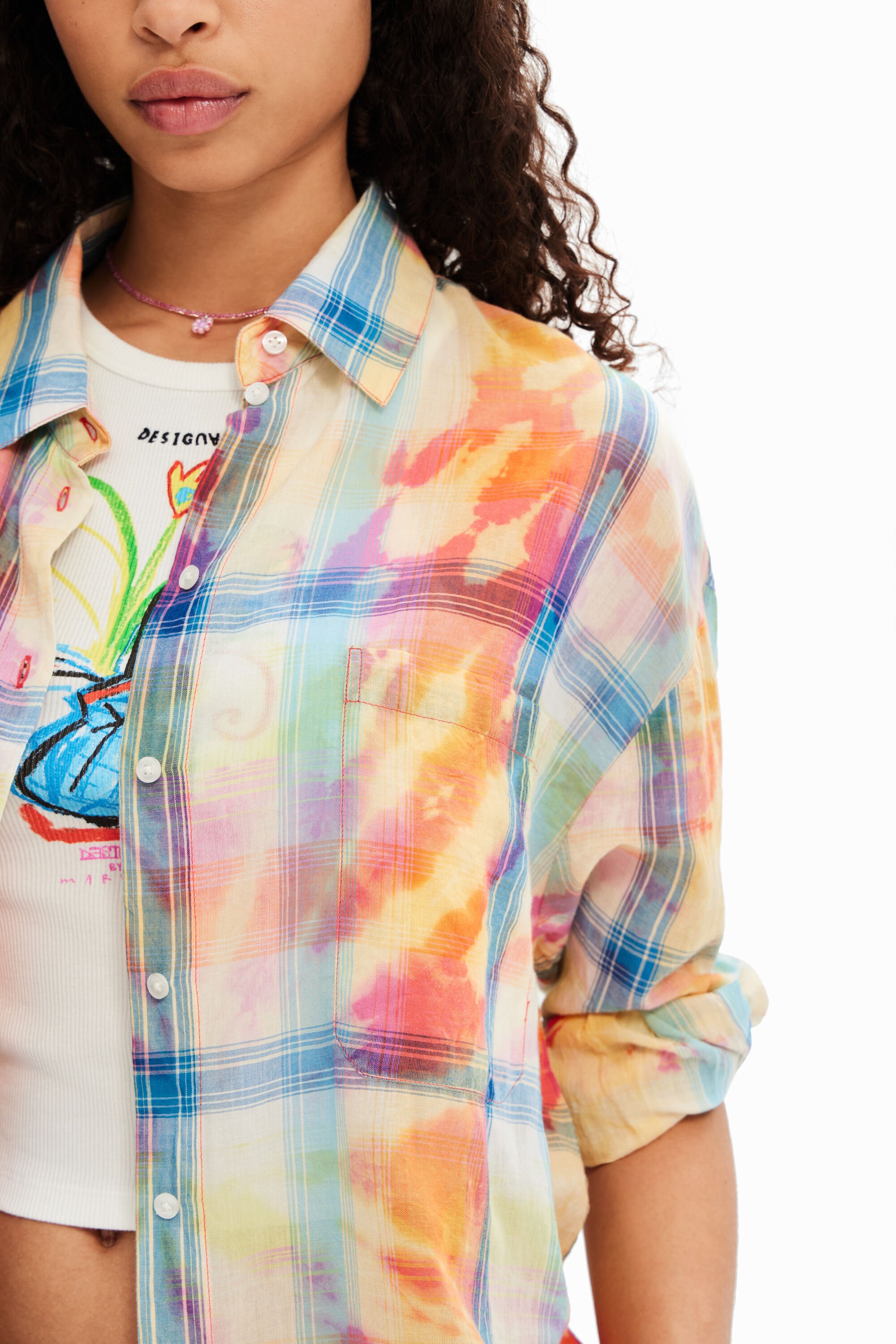 Chemise oversize carreaux tie and dye