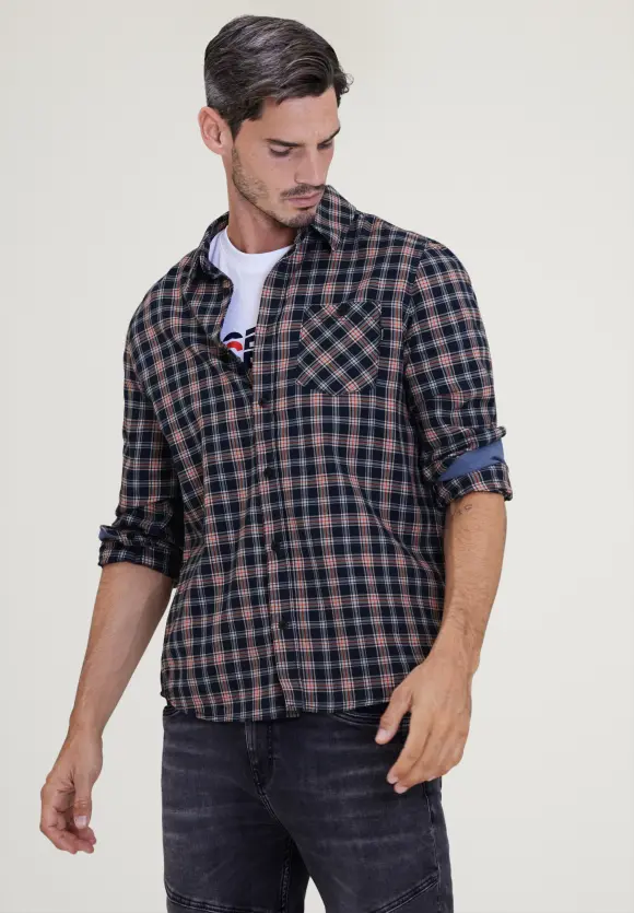 Hemd mit Karomuster - deep navy blue