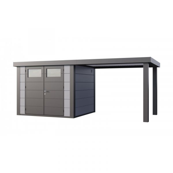 Telluria Abrigo de Jardim Metálico NH6 com Apoio Aberto Grande à Direita Cinza Claro (268 x 238)   (284 x 238) Aço Galvanizado