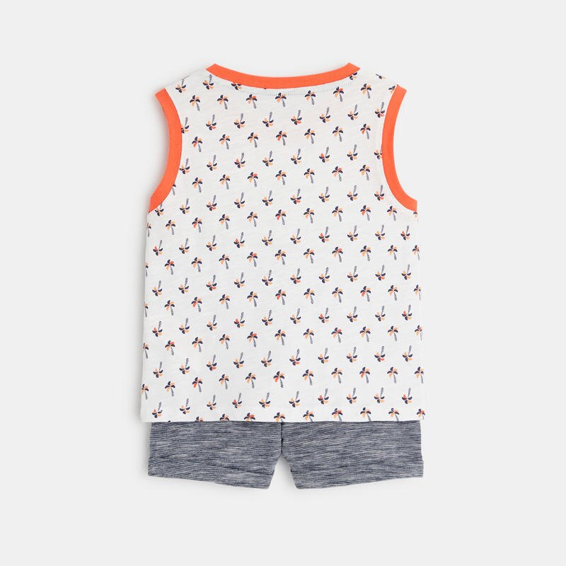 Débardeur palmiers et short coton flammé bleu bébé garçon Bleu
