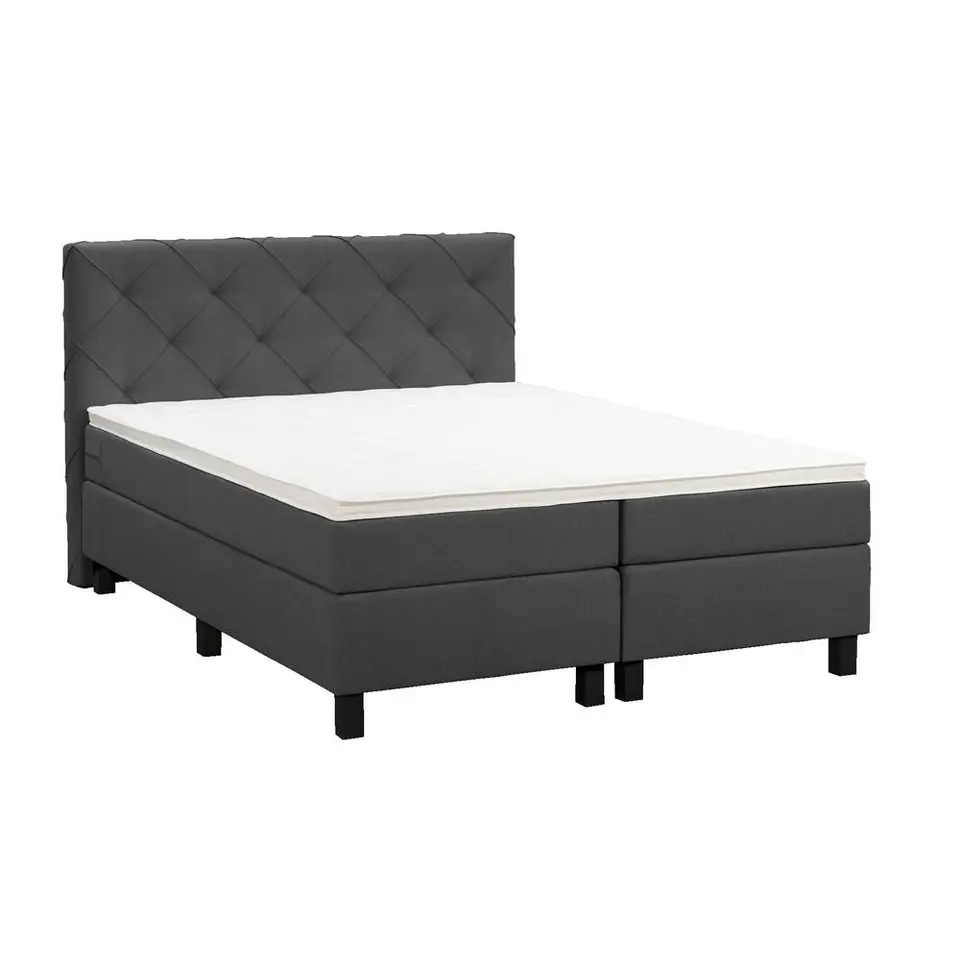 Boxspring Liv geruit - antraciet - 160x200 cm - vierkante poot
