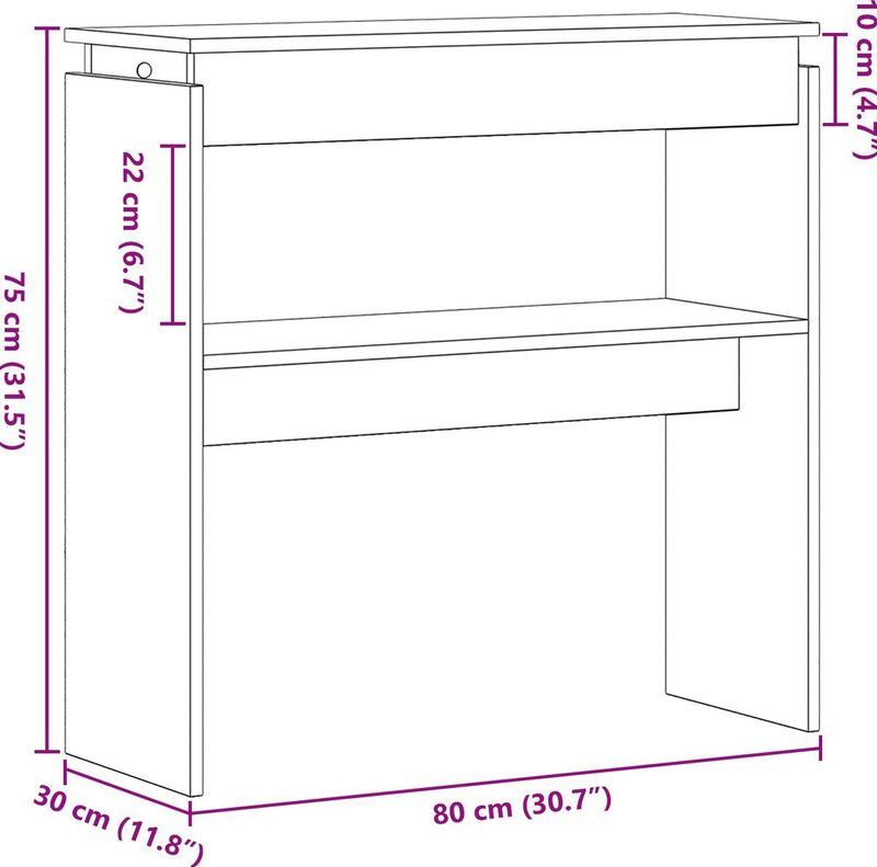 vidaXL Console Tafel - Zwart - Eiken - 80x30x80 cm