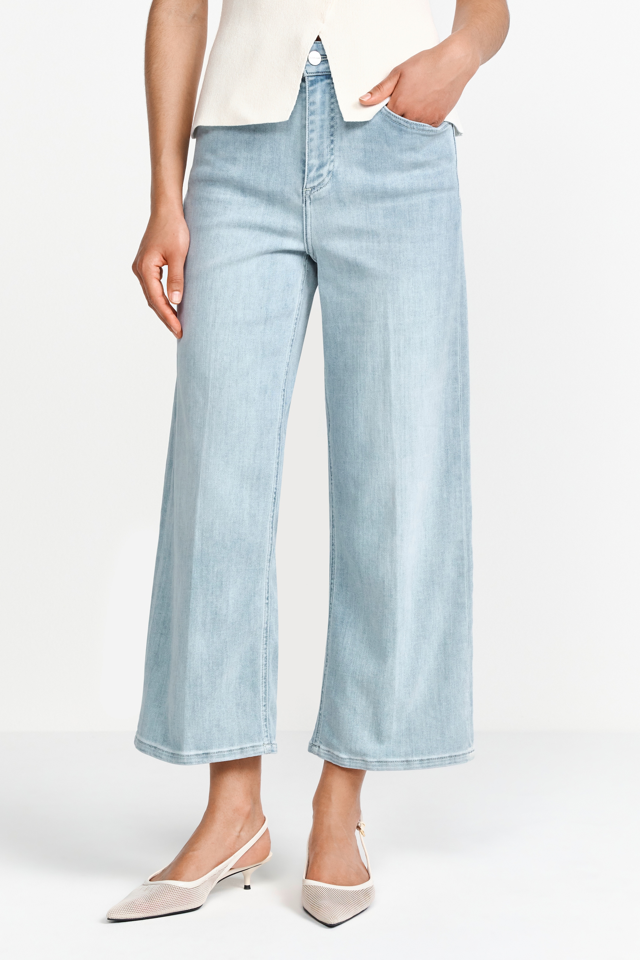 RICHROYAL 7/8-Jeans , Culotte Light Blue Satin Denim