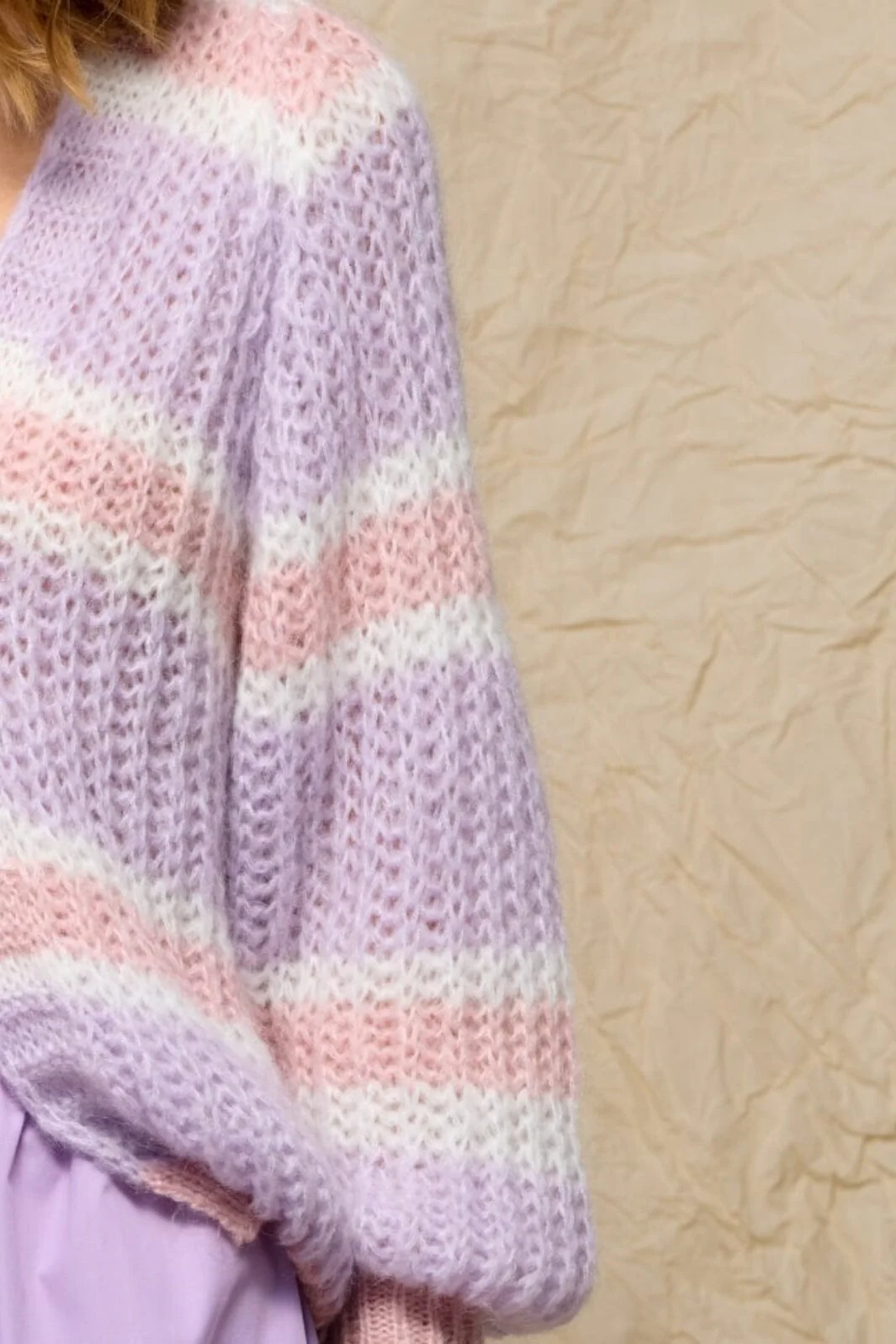 Noella Vera Knit Cardigan lilac rose white mix