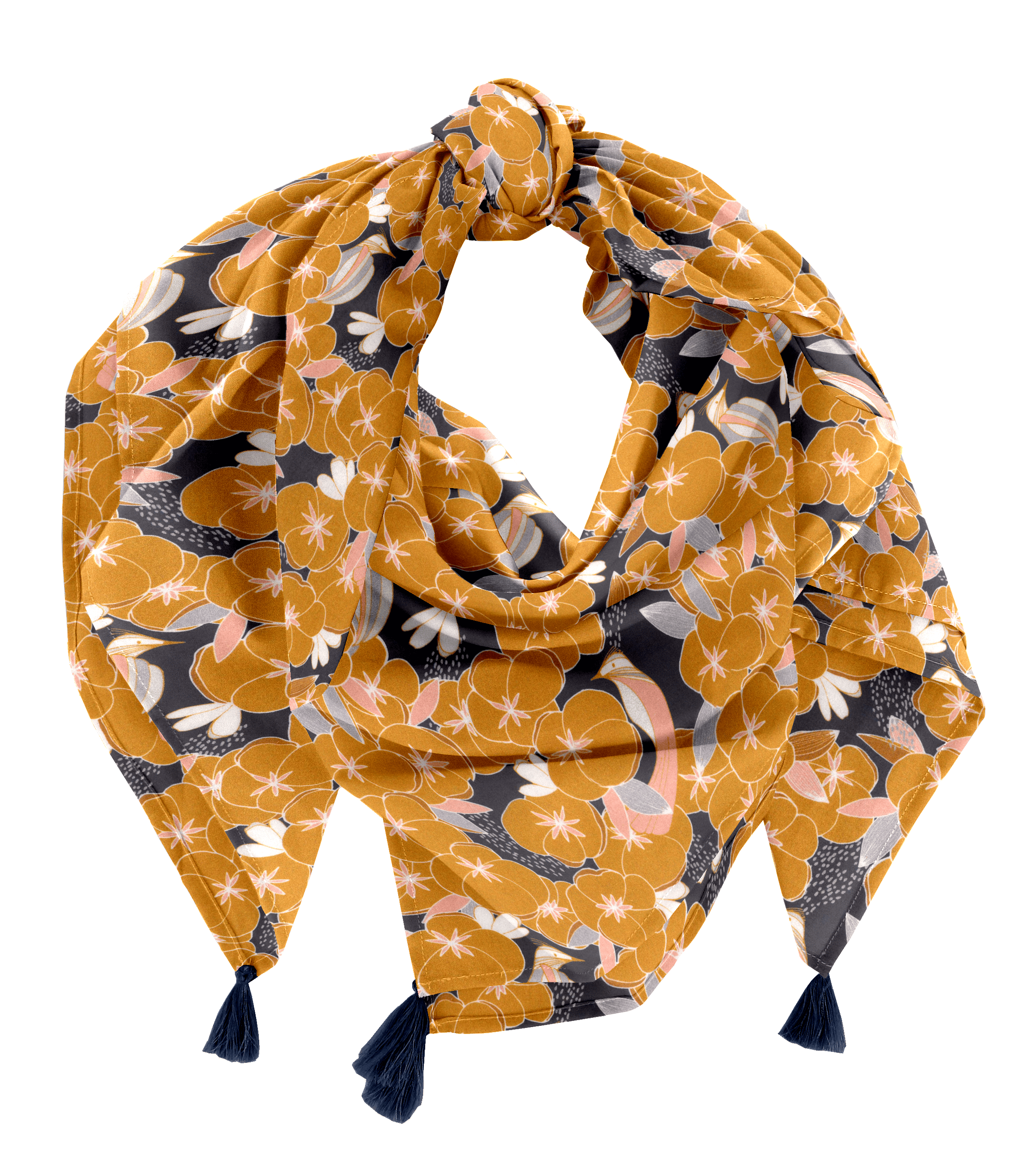Foulard Pompon Coton D'or