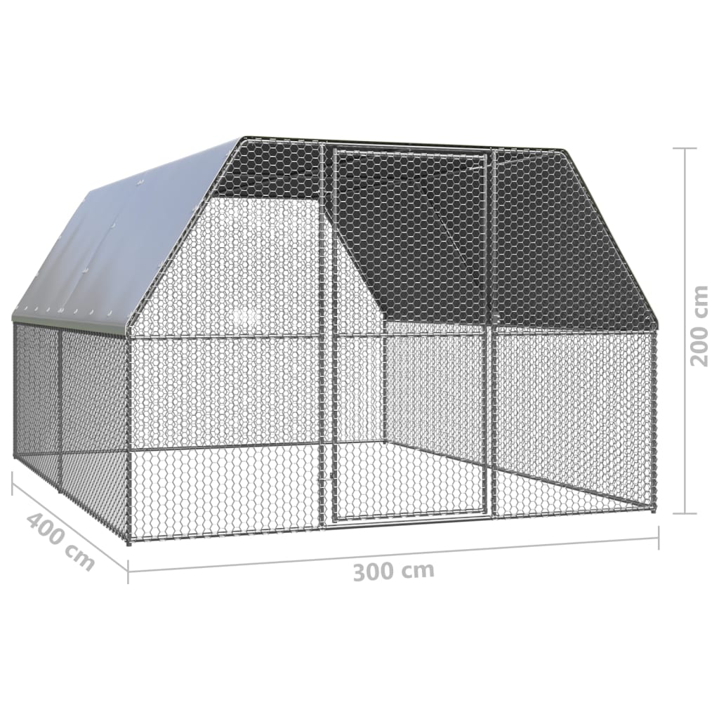 Poulailler d'extérieur 3 x 4 x 2 m acier galvanisé toit en pe