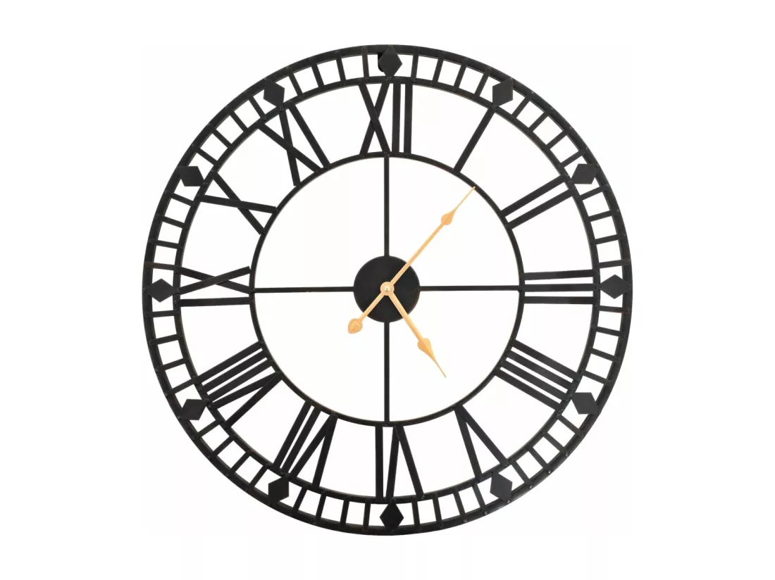 Horloge murale vintage avec mouvement à quartz Métal 60 cm XXL