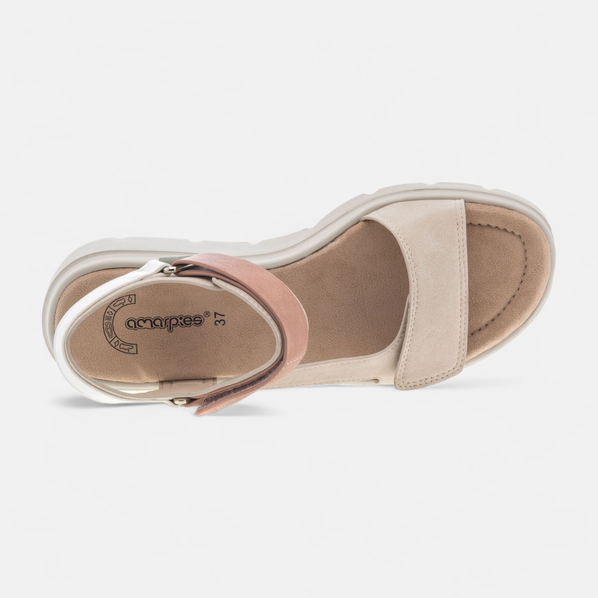 Sandales à talon compensé Femme beige