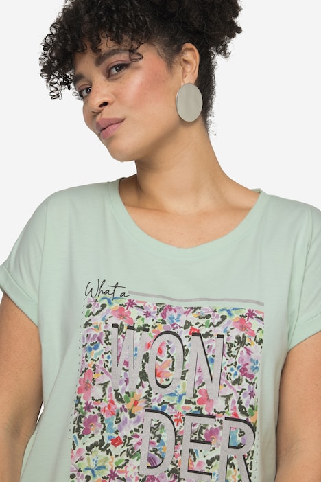 T-Shirt, oversized, farbiger Print, Rundhals