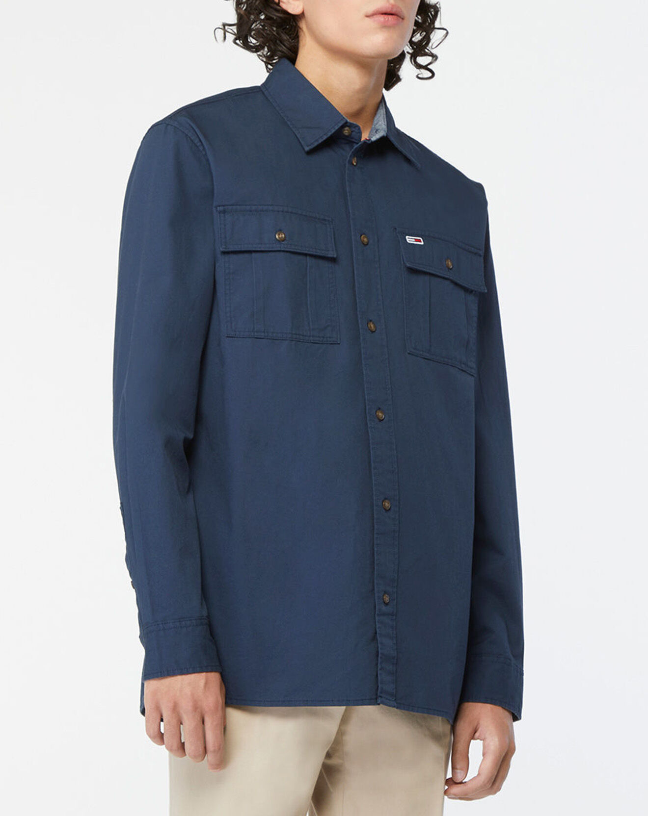 Tommy Jeans Surchemise ample 100% Coton Bio Essential Twill bleu marine