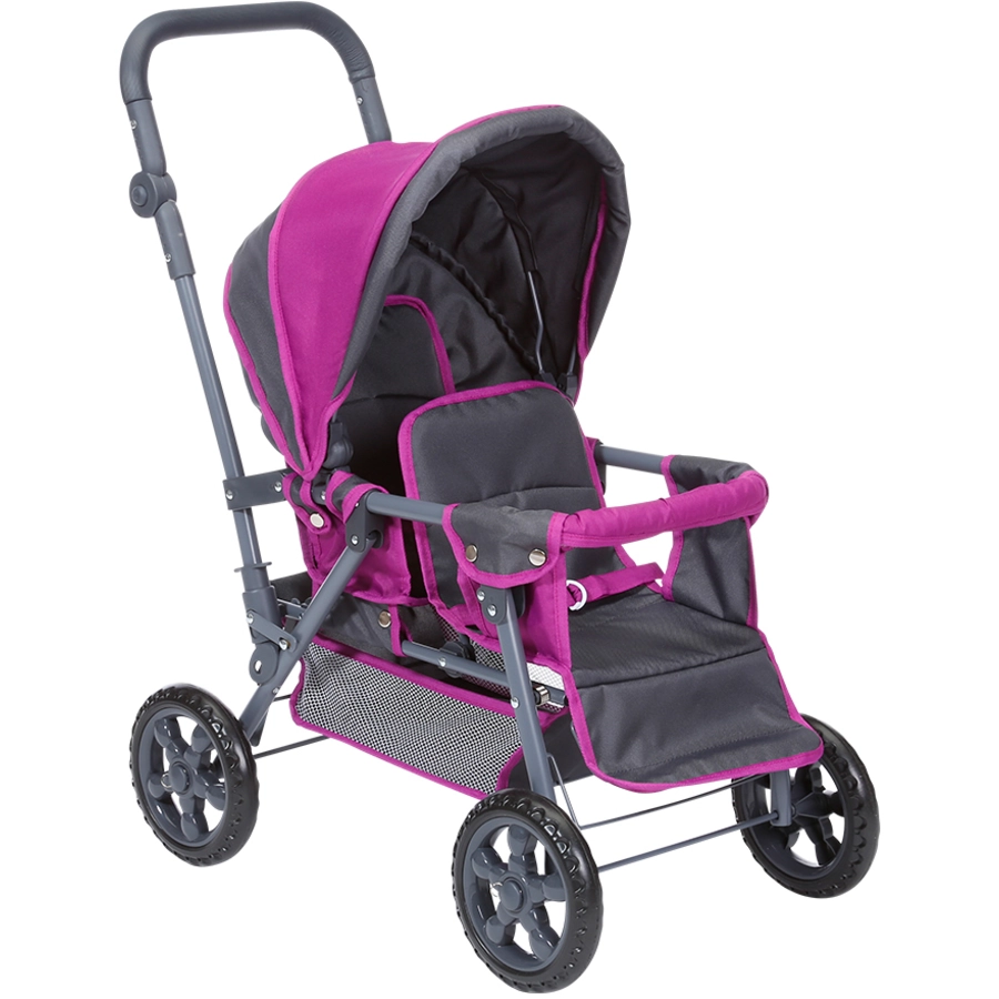 knorr toys® Zwillingspuppenwagen BigTwin - tec purple grau