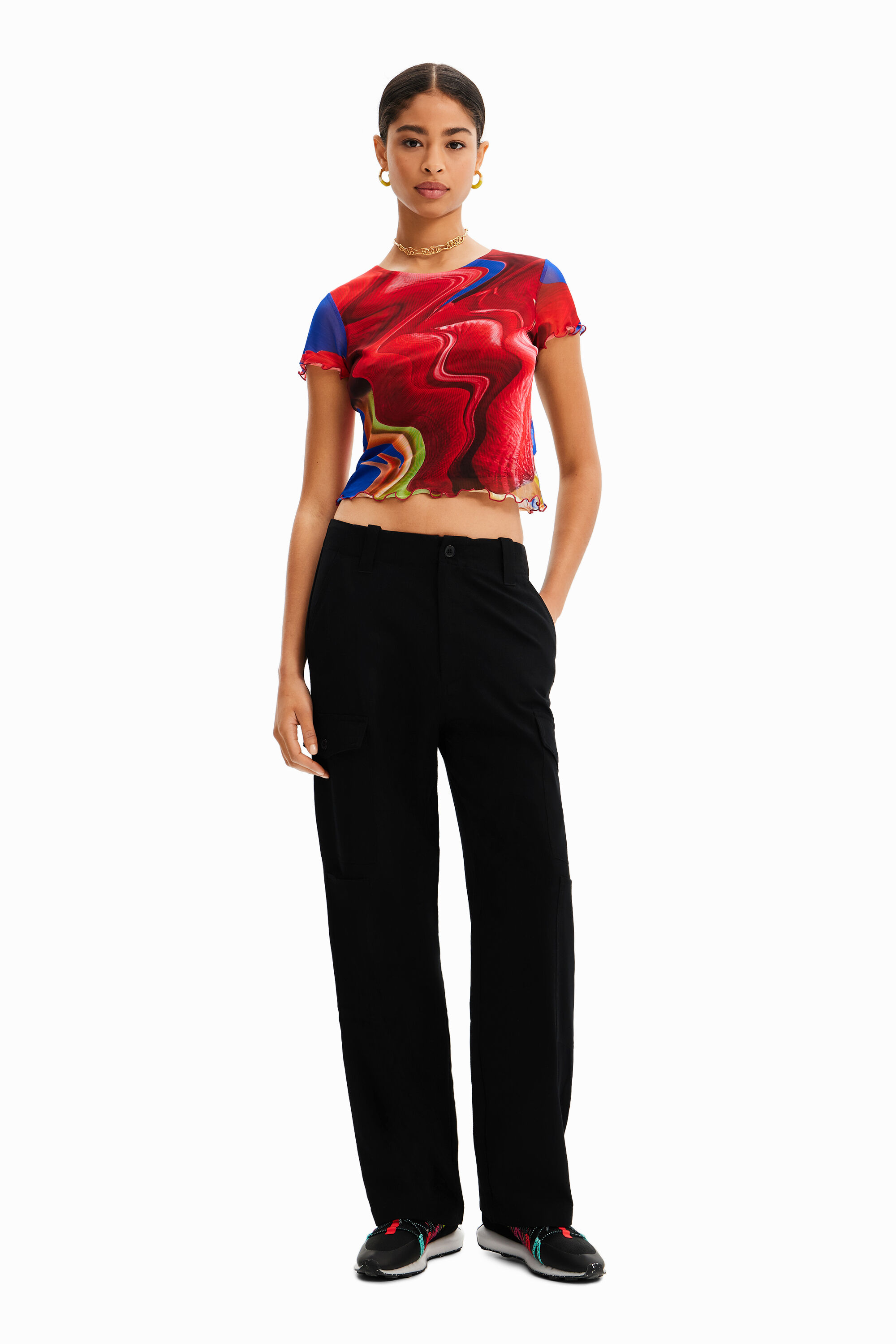 T-shirt court marbré tulle