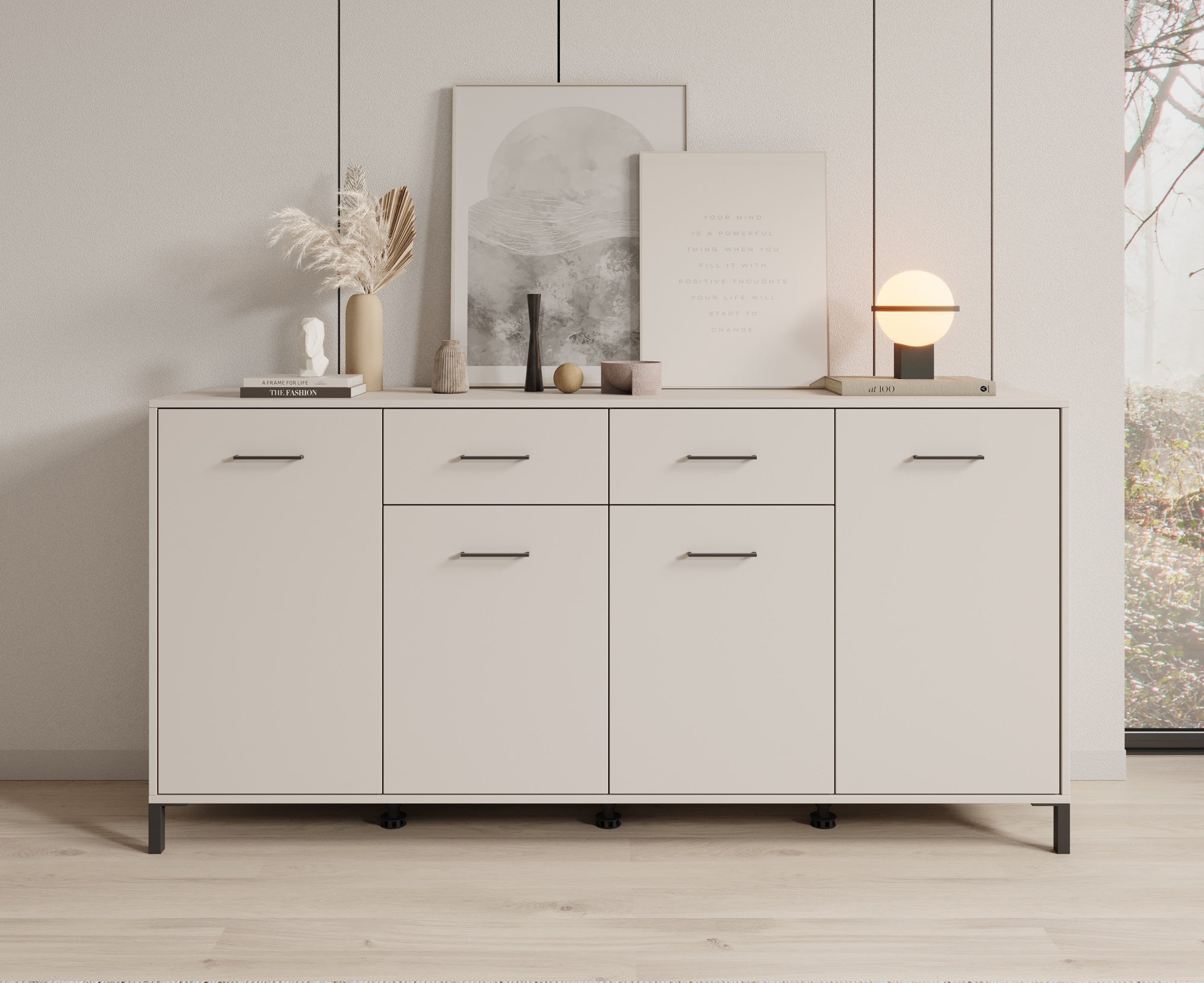 Meubella - Dressoir Vidor - Beige - 183 cm