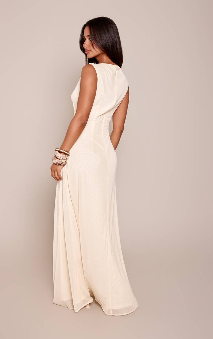 Butter Cream Robe Maxi Petite Beurre Crème Avec Détail De Couture Frontale